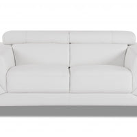 75" White Italian Leather and Chrome Love Seat