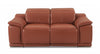 72" Camel Brown Italian Leather and Chrome Power Recline Love Seat With Storage