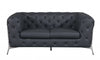 69" Dark Gray All Over Tufted Italian Leather and Chrome Love Seat