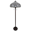 62" Brown Two Light Traditional Shaped Floor Lamp With White Stained Glass Bowl Shade