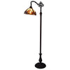 62" Brown Traditional Shaped Floor Lamp With Brown And Red Stained Glass Bowl Shade