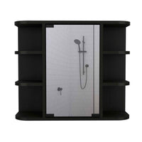 24" Black Wall Mounted Accent Cabinet With Six Shelves