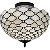 Black and White Tiffany Style Two Light Semi Flush Ceiling Lamp