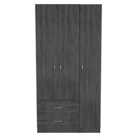71" Gray Grainy Oak Manufactured Wood Two Drawer Combo Dresser