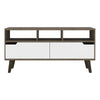 54" Brown And White Particle Board Open Shelving TV Stand