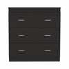 32" Black Wengue Manufactured Wood Three Drawer Standard Dresser