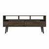 54" Dark Walnut Manufactured Wood Open Shelving TV Stand