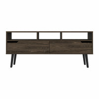 54" Dark Walnut Manufactured Wood Open Shelving TV Stand