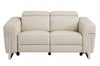 65" Beige Italian Leather with Chrome Accents Reclining Love Seat