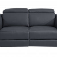 65" Dark Gray Italian Leather Reclining Love Seat