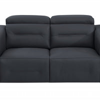 65" Dark Gray and Chrome Italian Leather Reclining Love Seat