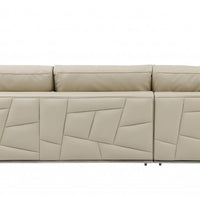 Beige Deco Tufted Italian Leather Modular L Shaped Two Piece Corner Sectional