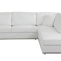 White Italian Leather Modular L Shaped Two Piece Corner Sectional