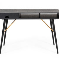 46" Black Oak Manufactured Wood Rectangular Writing Desk