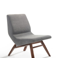 22" Grey And Walnut Solid Color Lounge Chair With Ottoman