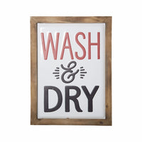 Black and Red Metal Wash and Dry Laundry Room Wall Decor