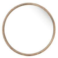 28" Natural Rustic Brown Wood Frame Round Wall Mounted Accent Mirror