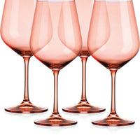 Set of Four Translucent Blush coral Large Wine Glasses