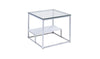22" Chrome And Clear Glass Square End Table With Shelf