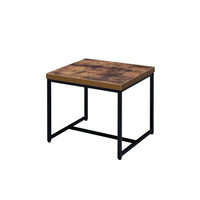 19" Black And Brown Oak Manufactured Wood And Metal End Table