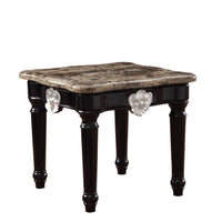 25" Black Manufactured Wood and Marble Square End Table