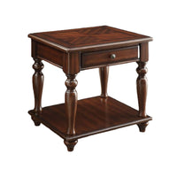 24" Walnut Manufactured Wood Rectangular End Table With Drawer And Shelf