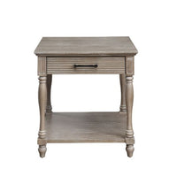 24" Weathered Oak Solid Wood Square End Table