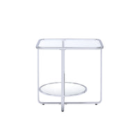 24" Chrome And Clear Glass Rectangular End Table