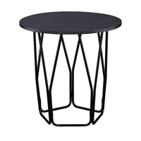 22" Black And Espresso Manufactured Wood And Metal Round End Table