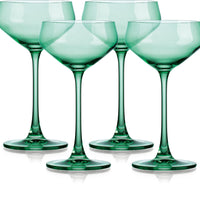 Set of Four Translucent Pale Green Coupe Glasses