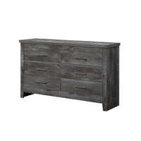 57" Gray Oak Solid Wood Six Drawer Double Dresser