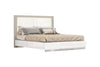 Queen White and Taupe High Gloss Bed Frame with LED Headboard