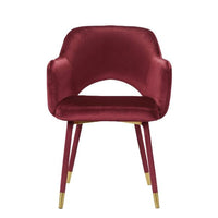 22" Red Velvet And Gold Solid Color Parsons Chair