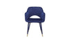 22" Ocean Blue Velvet And Gold Solid Color Parsons Chair