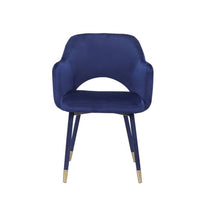 22" Ocean Blue Velvet And Gold Solid Color Parsons Chair