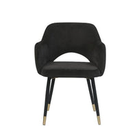 22" Black Velvet And Gold Solid Color Parsons Chair