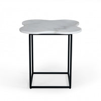 15" Black And White Marble Free Form End Table