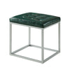 18" Green Faux Leather And Gray Cube Ottoman