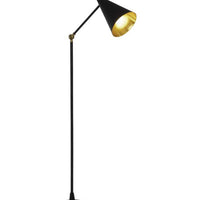 60" Black Adjustable Floor Lamp With Black And Gold Cone Shade