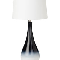 Set Of Two 31" Black And White Glass Table Lamps With White Empire Shade