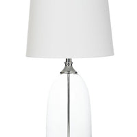 Set of Two 30" Transparent Glass  Table Lamps With White Shade