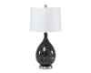 28" Gray And Silver Glass Table Lamp With White Empire Shade