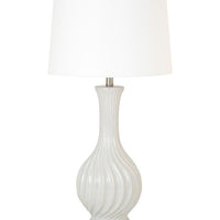 33" Grey Curvy Ceramic Table Lamp With White Empire Shade