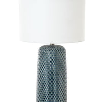 Set of Two 30" Textured Teal Blue Ceramic Table Lamps With White Shade