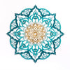 Turquoise And Gold Solid Wood Geometric Mandala Wall Decor