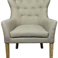 28" Taupe 100% Polyester And Natural Tufted Arm Chair