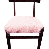 21" Blush Faux Fur And Dark Brown Solid Color Side Chair