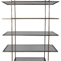 59" Clear And Gold Iron Five Tier Etagere Bookcase