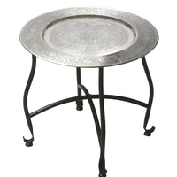 14" Black And Silver Aluminum Round End Table