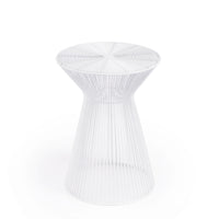 18" White Cinched Iron Round Top End Table